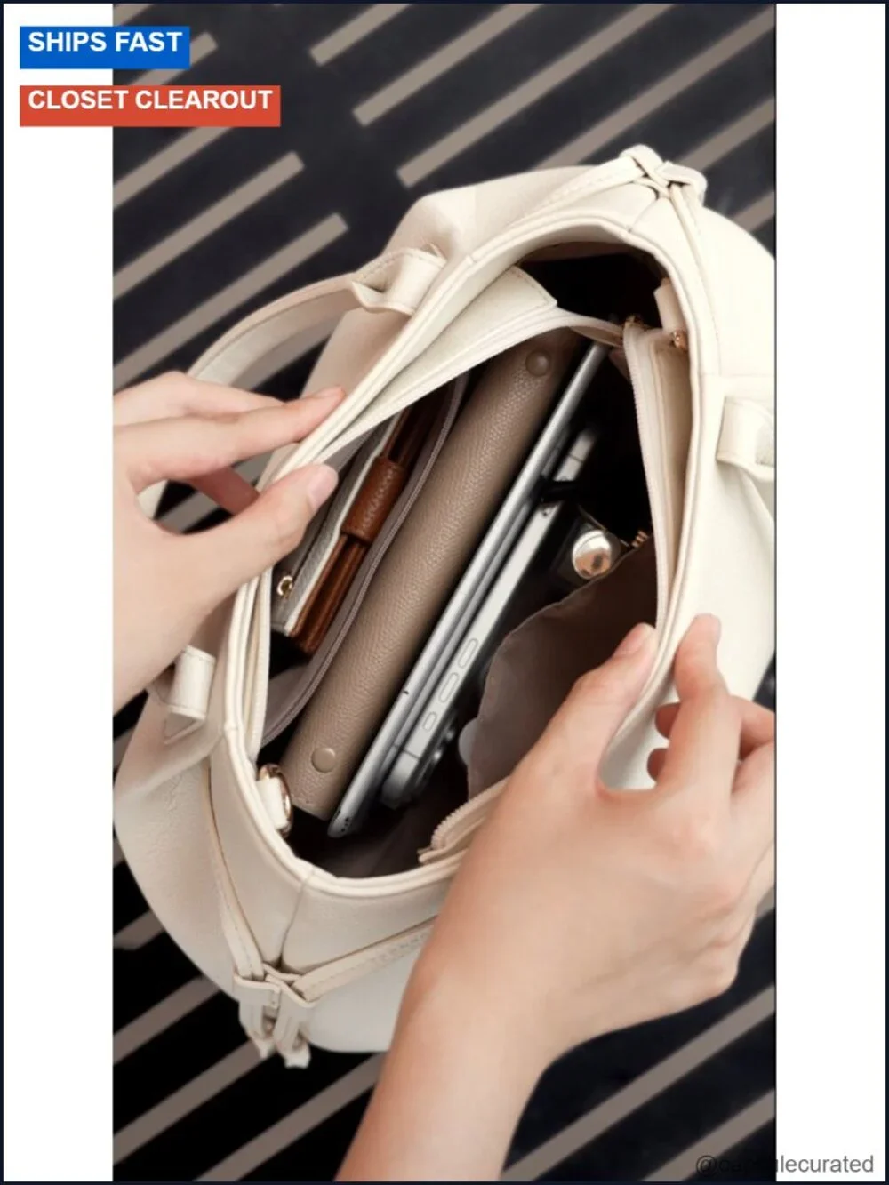 Vegan Leather Satchel Tote Bag with Detachable Silk Scarf